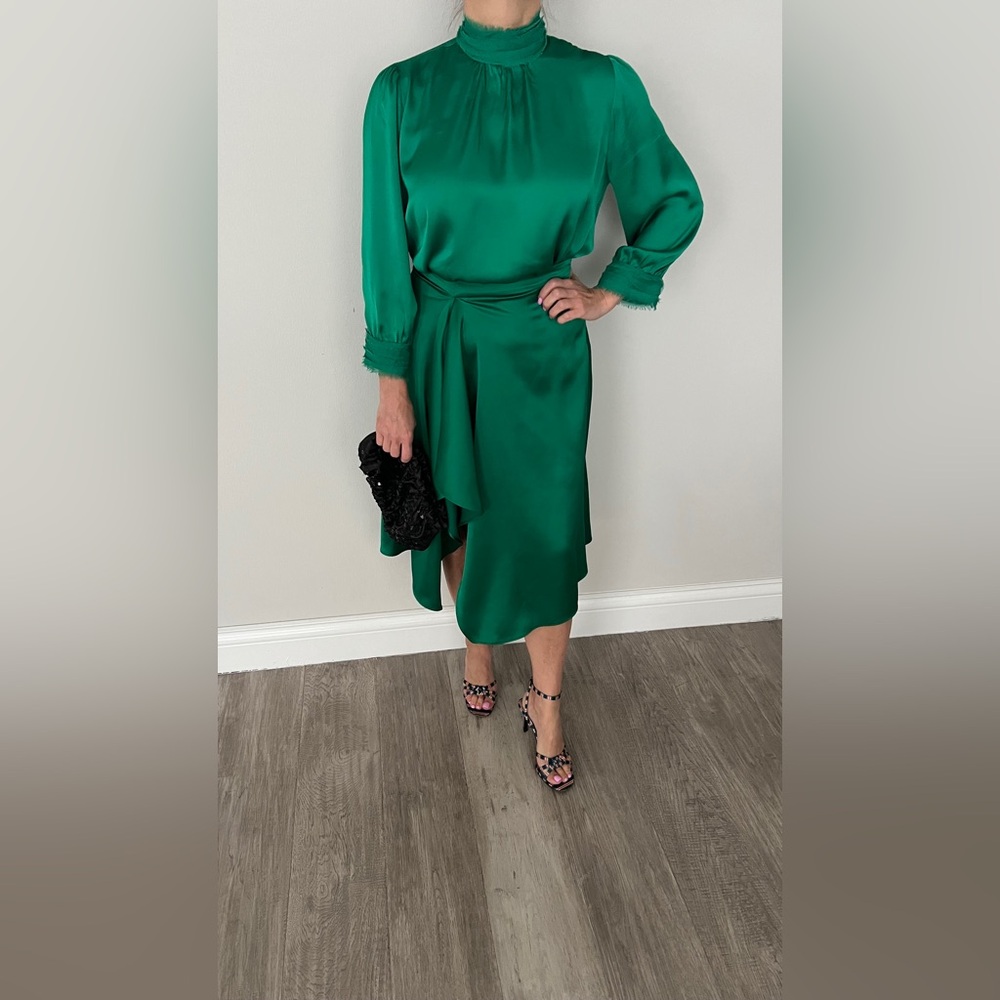 ZARA satin green two piece set US size Medium